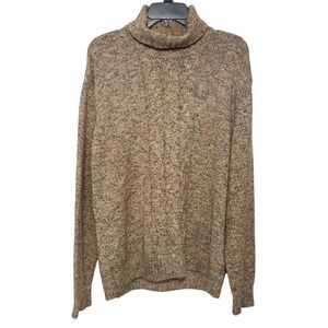 Barbour Men's Cable Knit Turtle Neck‎ Sweater Flecked Brown XL Academia Normcore